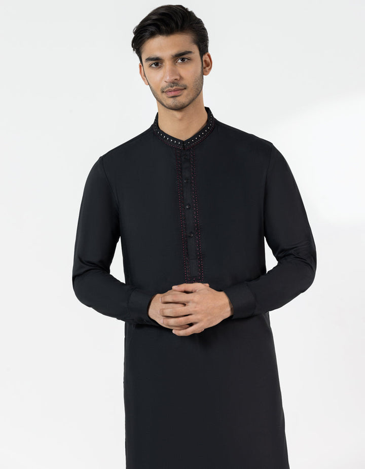 Blended Black Shalwar Kameez - J. Junaid Jamshed