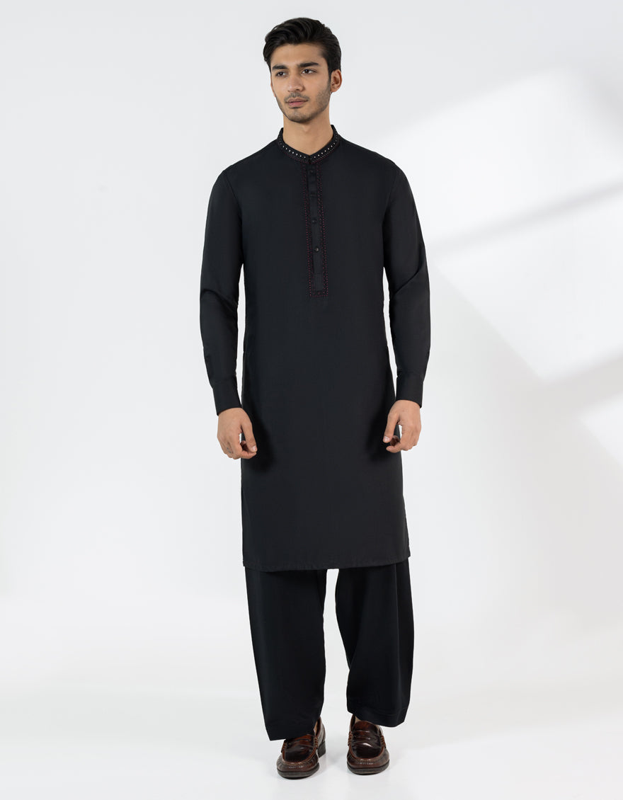 Blended Black Shalwar Kameez - J. Junaid Jamshed