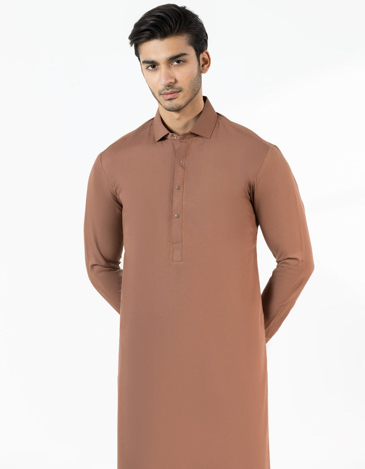 Blended Brown Shalwar Kameez - J. Junaid Jamshed