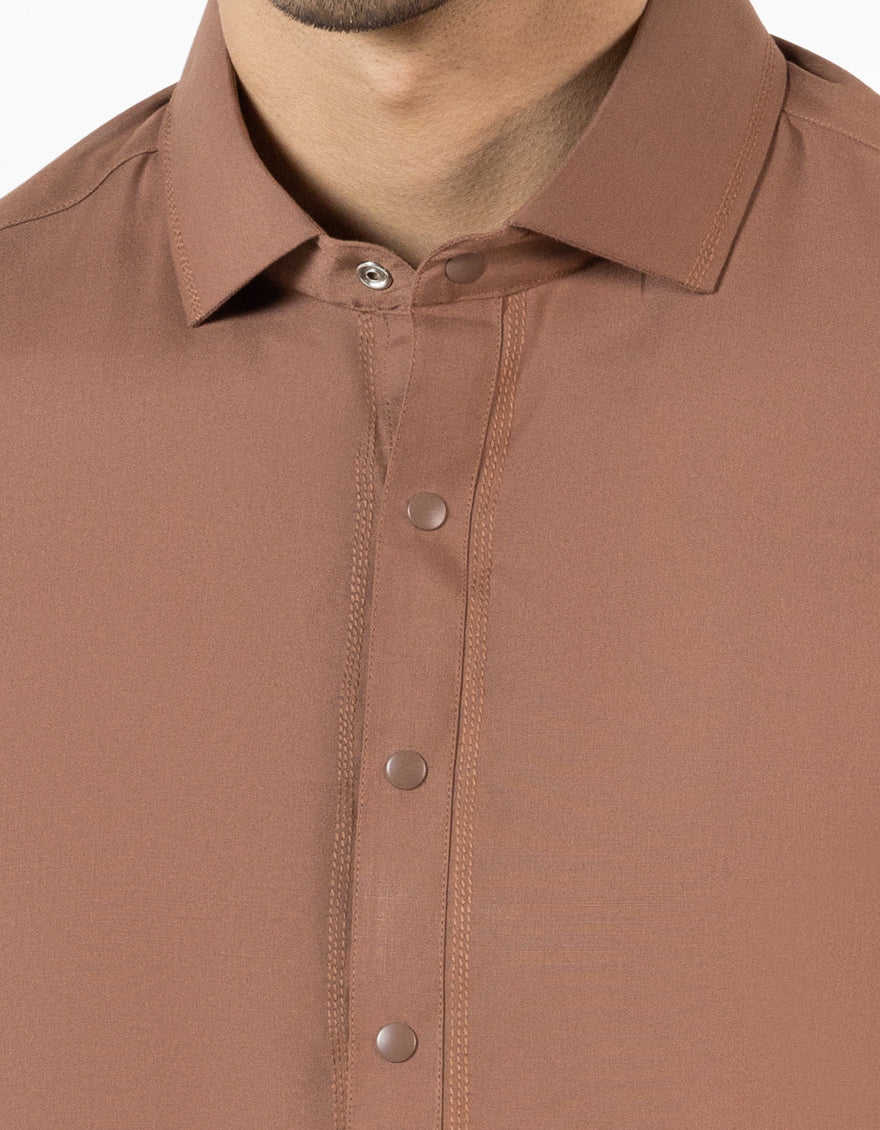 Blended Brown Shalwar Kameez - J. Junaid Jamshed