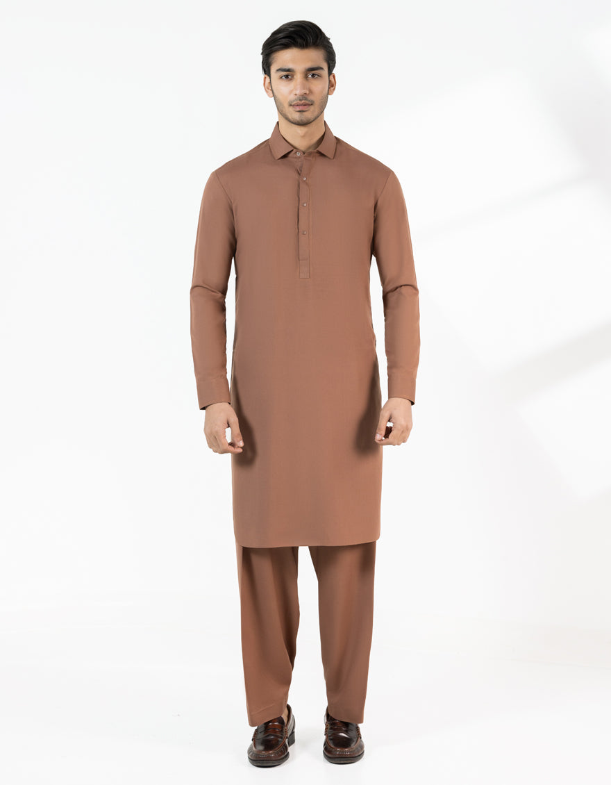 Blended Brown Shalwar Kameez - J. Junaid Jamshed