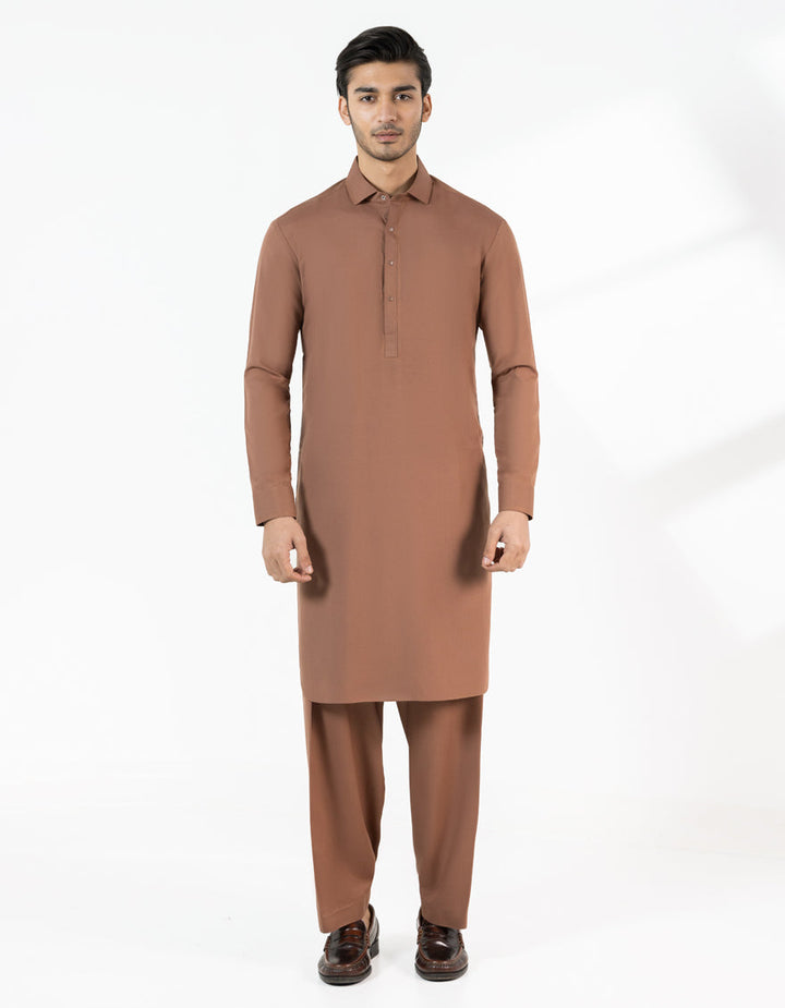 Blended Brown Shalwar Kameez - J. Junaid Jamshed
