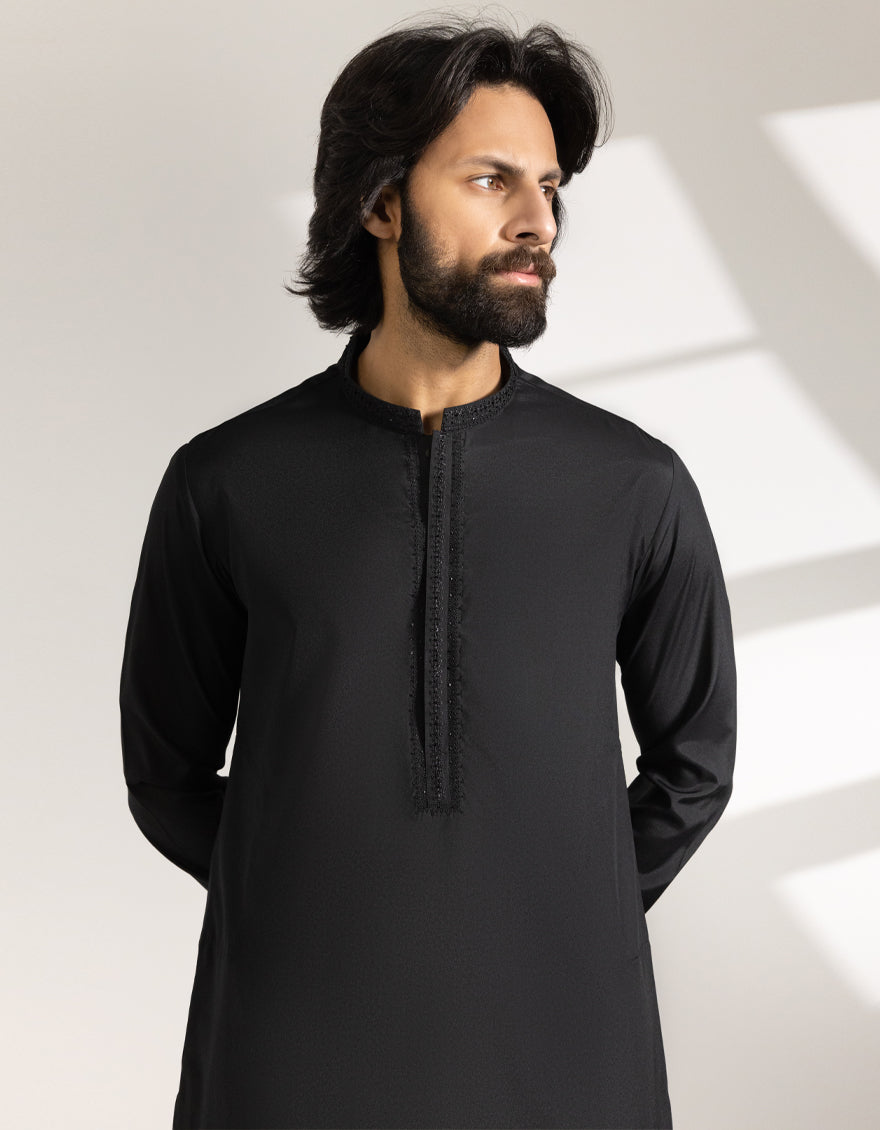 Blended Black Shalwar Kameez - J. Junaid Jamshed
