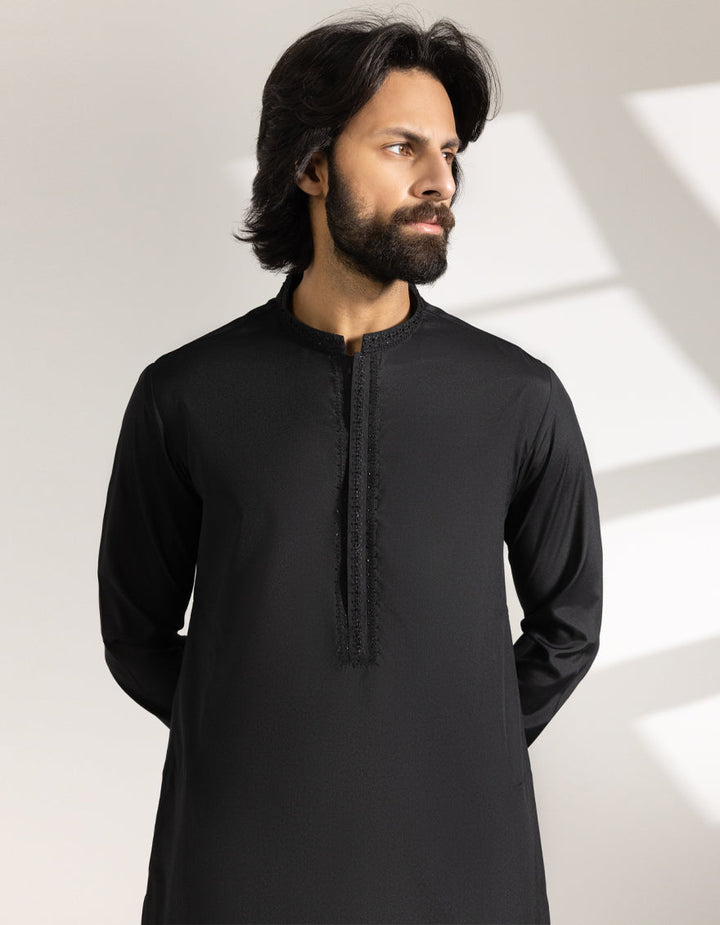 Blended Black Shalwar Kameez - J. Junaid Jamshed