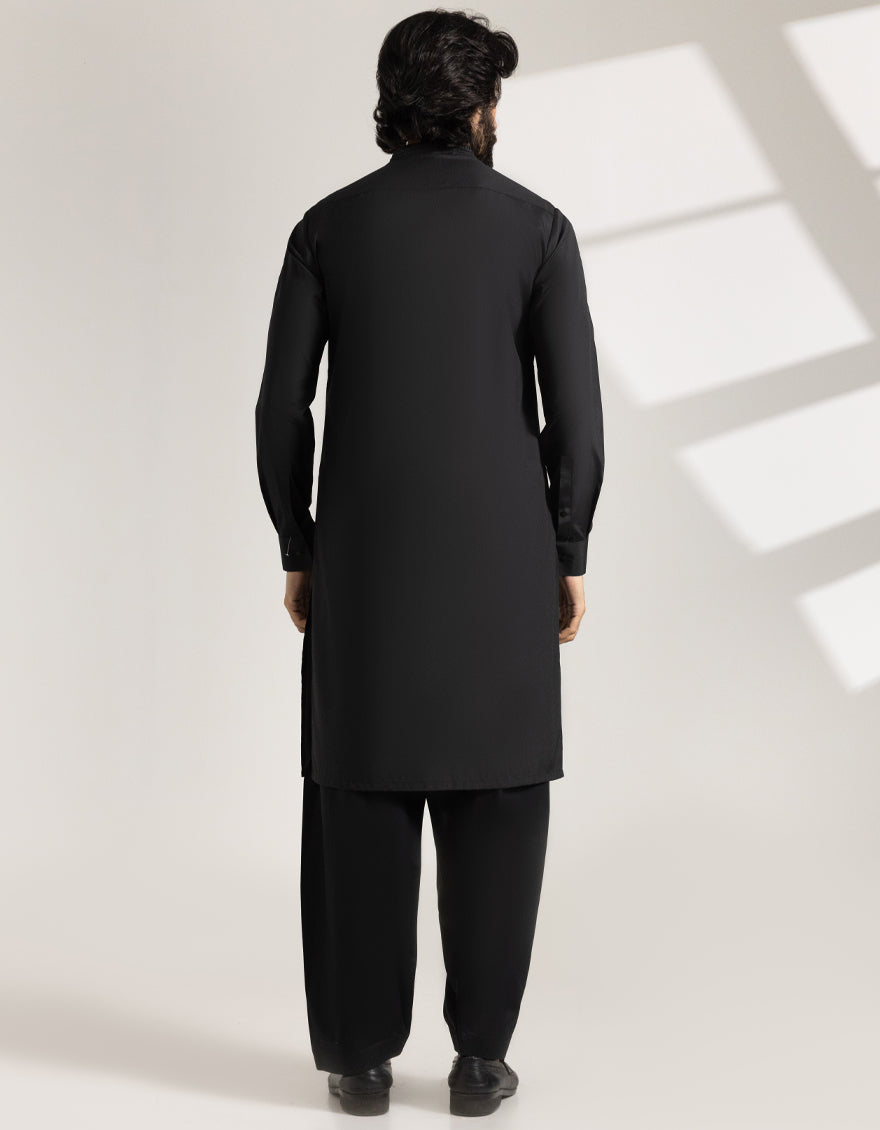 Blended Black Shalwar Kameez - J. Junaid Jamshed