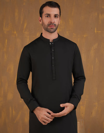 Blended Black Shalwar Kameez- J. Junaid Jamshed