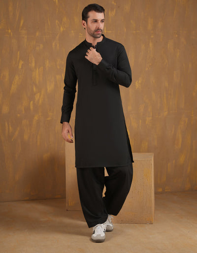 Blended Black Shalwar Kameez- J. Junaid Jamshed