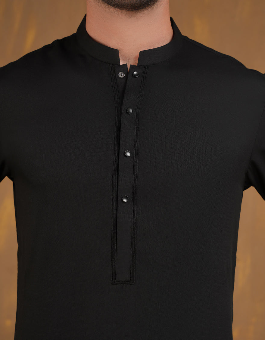 Blended Black Shalwar Kameez- J. Junaid Jamshed