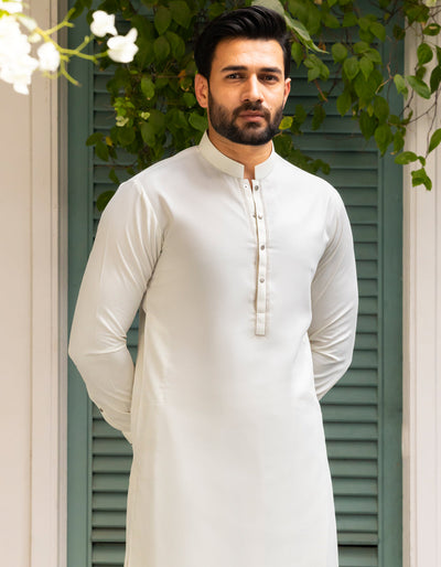 Blended White Shalwar Kameez - J. Junaid Jamshed