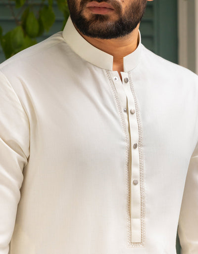 Blended White Shalwar Kameez - J. Junaid Jamshed