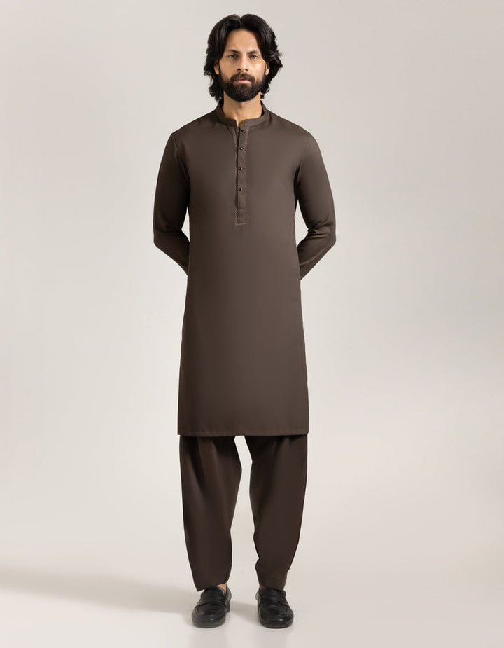 Blended Brown Shalwar Kameez - J. Junaid Jamshed