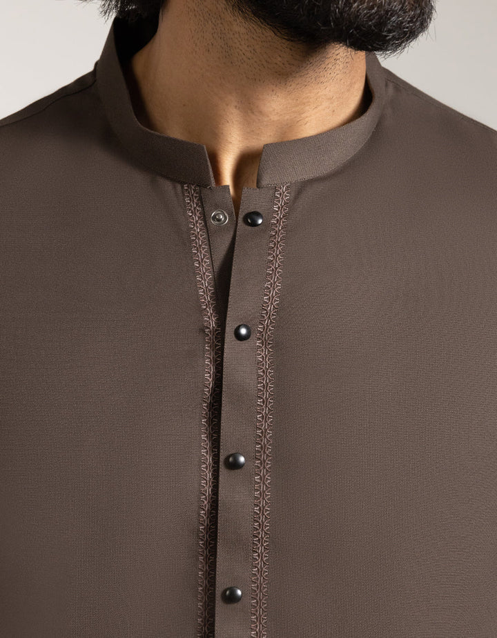 Blended Brown Shalwar Kameez - J. Junaid Jamshed
