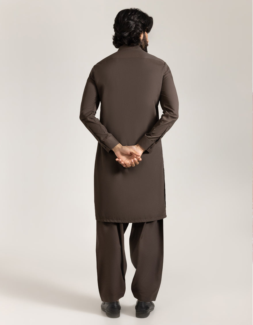 Blended Brown Shalwar Kameez - J. Junaid Jamshed