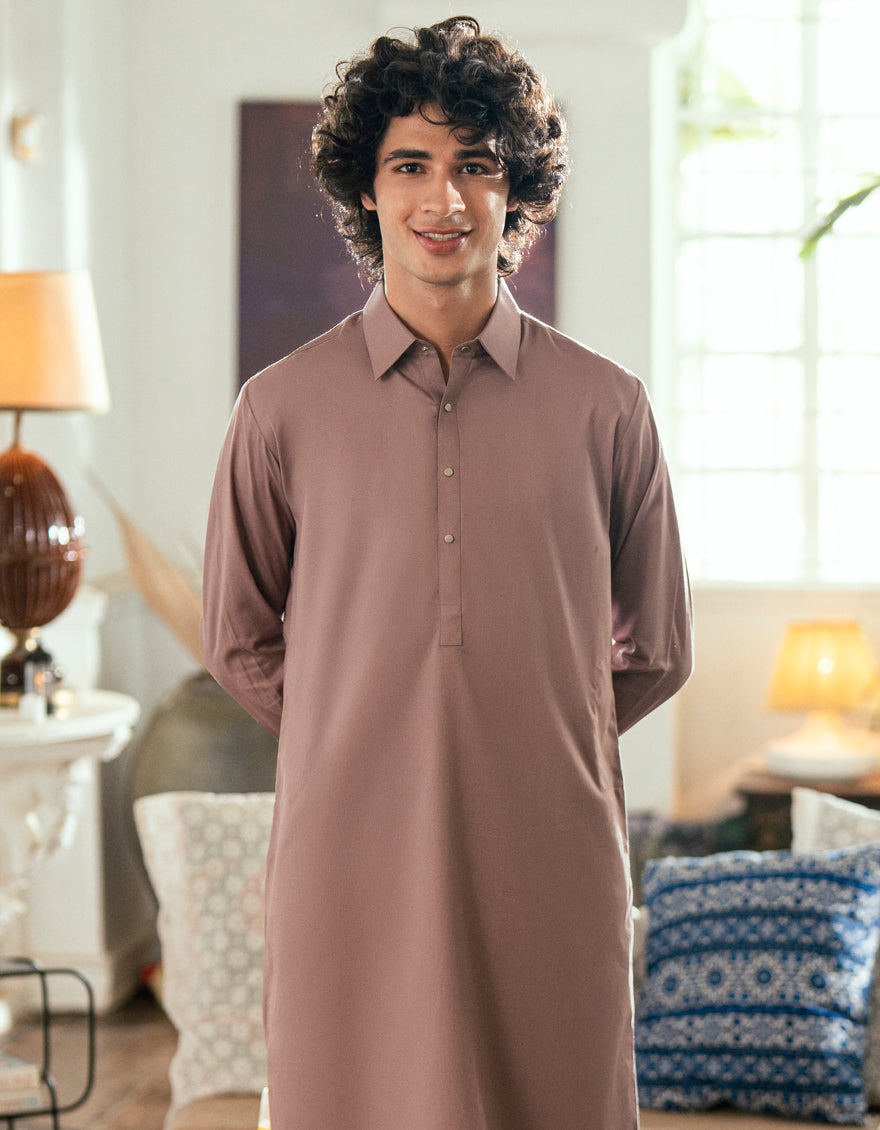 Cotton Mauve Shalwar Kameez - J. Junaid Jamshed