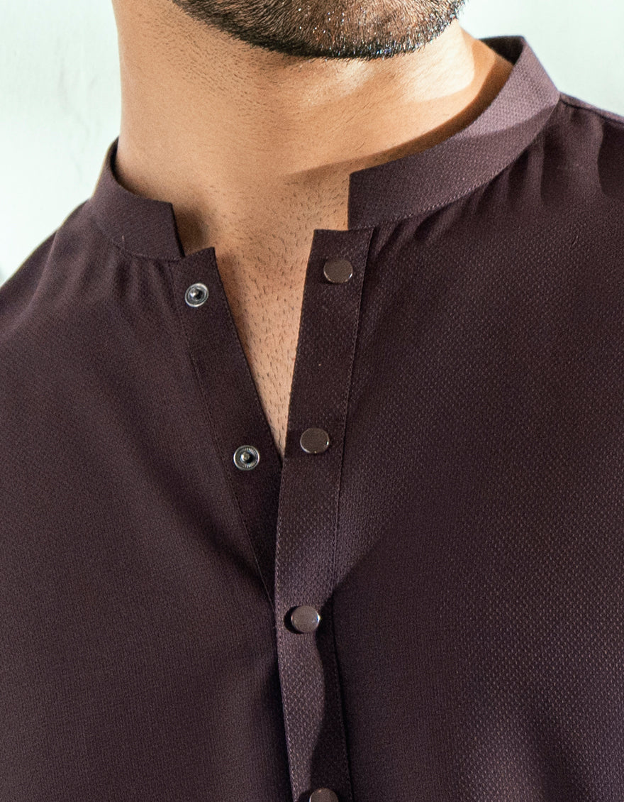 Blended Dark Brown Shalwar Kameez - J. Junaid Jamshed