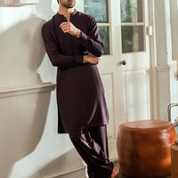 Blended Dark Brown Shalwar Kameez - J. Junaid Jamshed