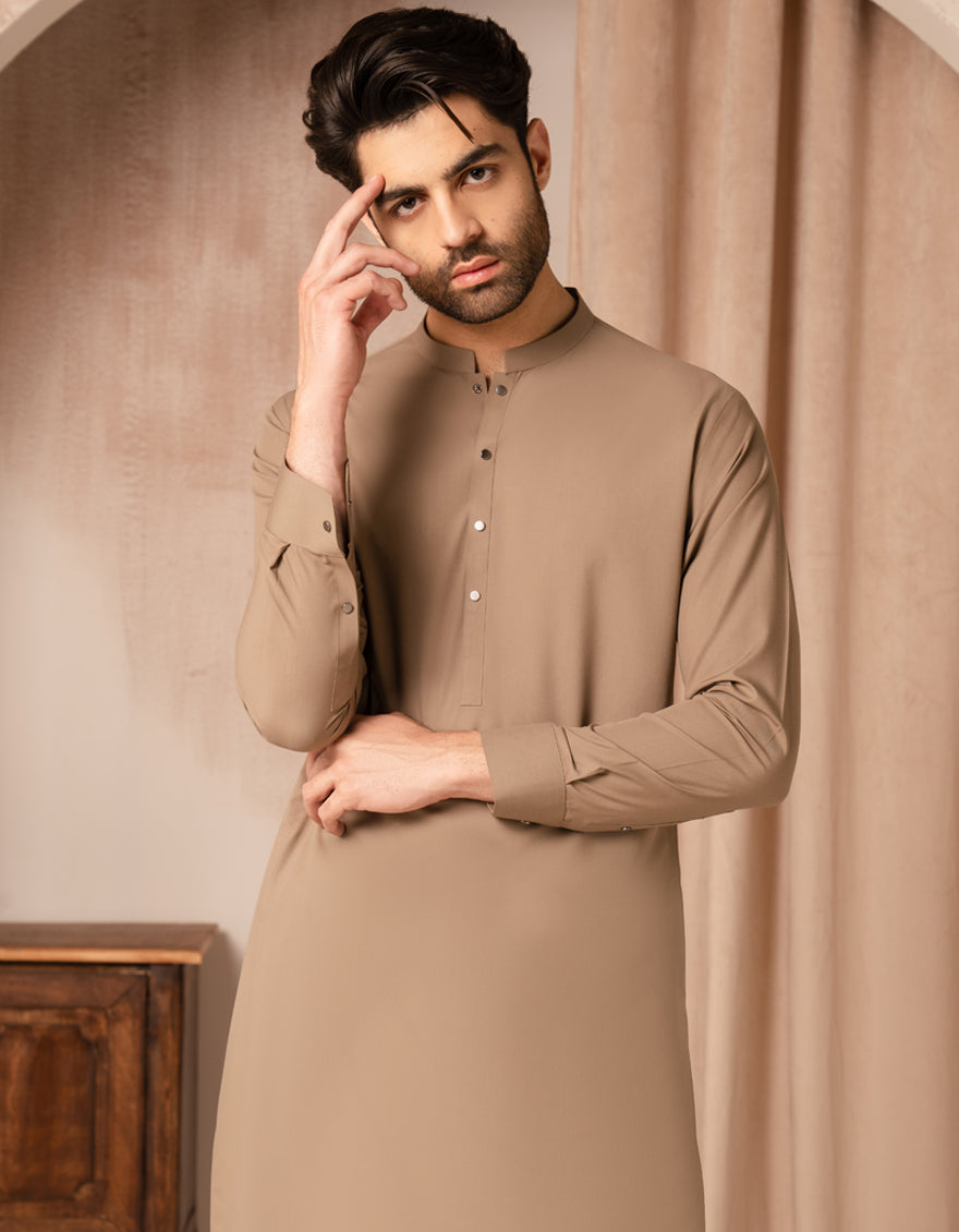 Blended Brown Shalwar Kameez - J. Junaid Jamshed