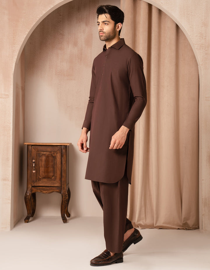 Blended Brown Shalwar Kameez - J. Junaid Jamshed