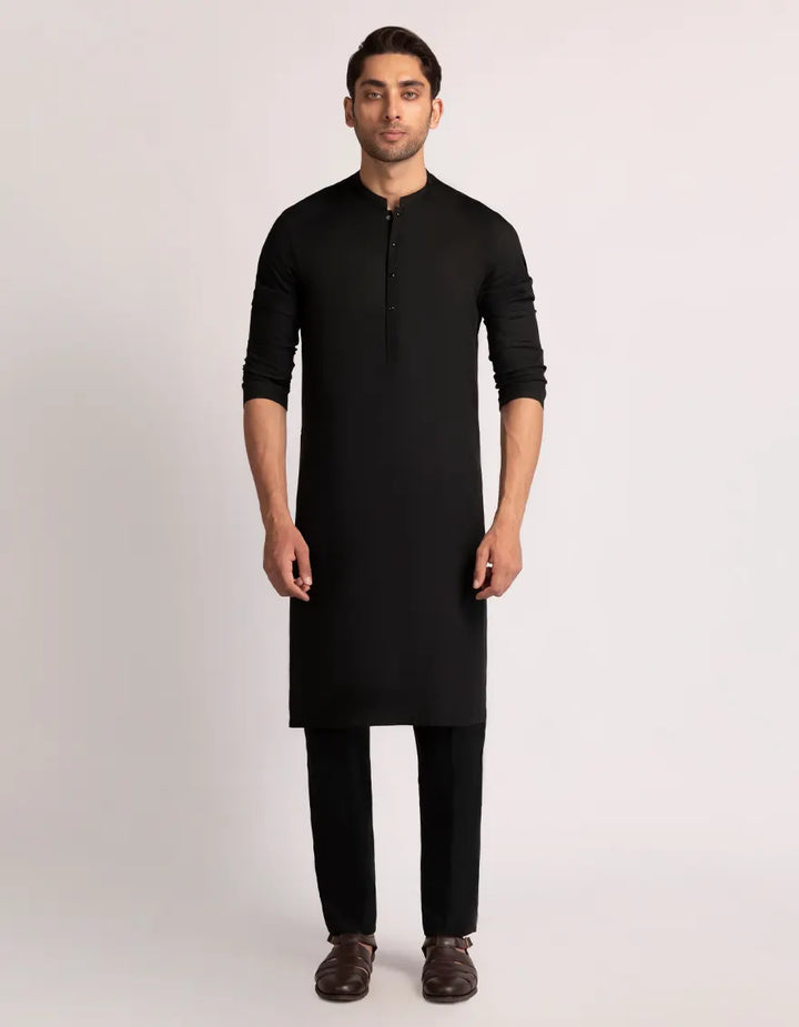 Blended Black Kurta Trouser - J. Junaid Jamshed