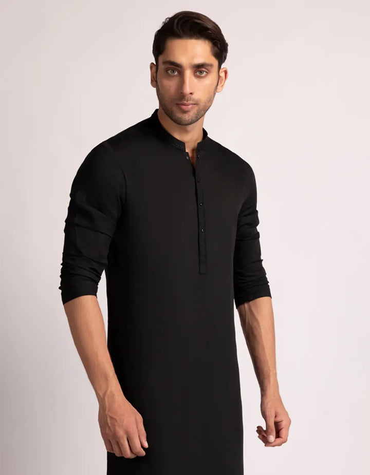 Blended Black Kurta Trouser - J. Junaid Jamshed