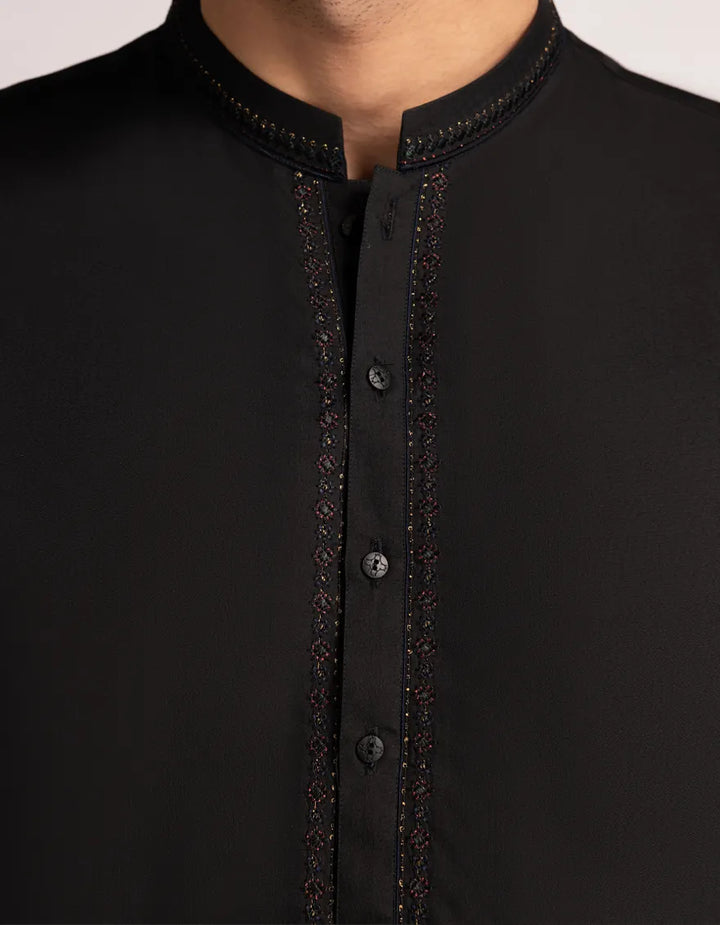 Blended Black Kurta Trouser - J. Junaid Jamshed
