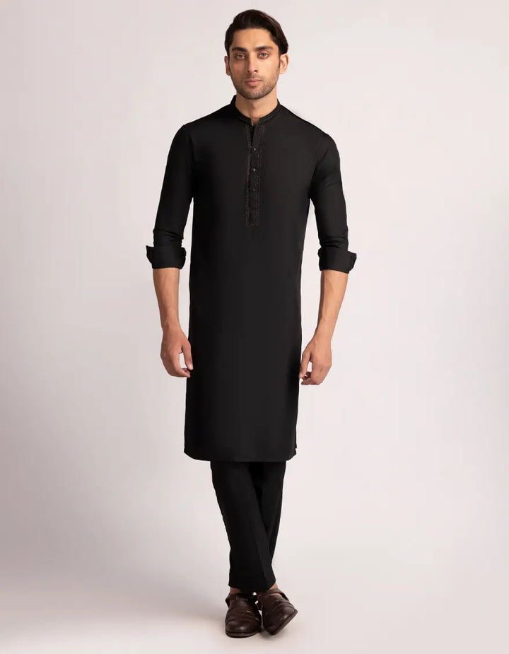 Blended Black Kurta Trouser - J. Junaid Jamshed