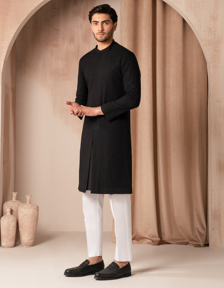 Cotton Black Special Kurta - J. Junaid Jamshed
