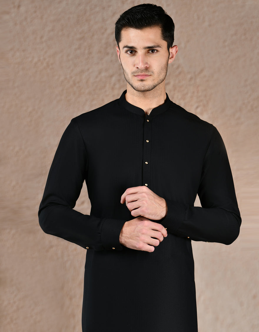 Blended Black Shalwar Kameez - J. Junaid Jamshed