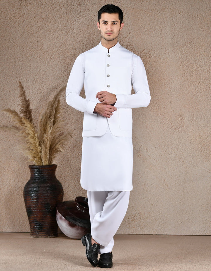 Blended White Shalwar Kameez - J. Junaid Jamshed