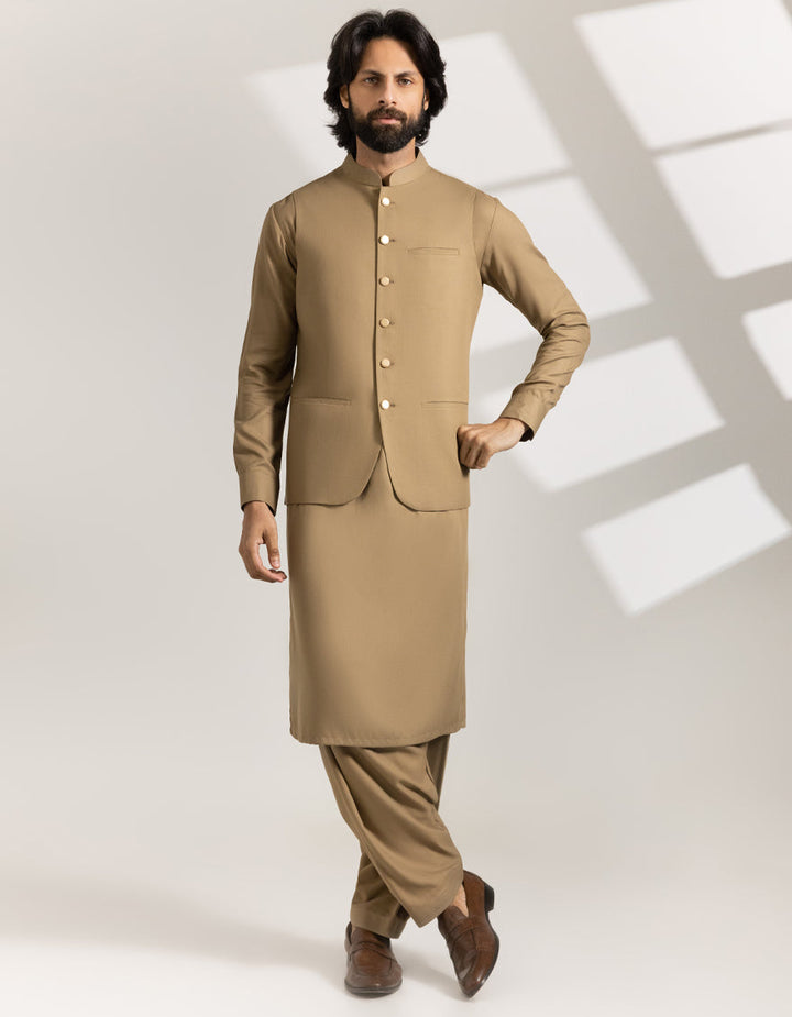 Blended Brown Shalwar Kameez - J. Junaid Jamshed