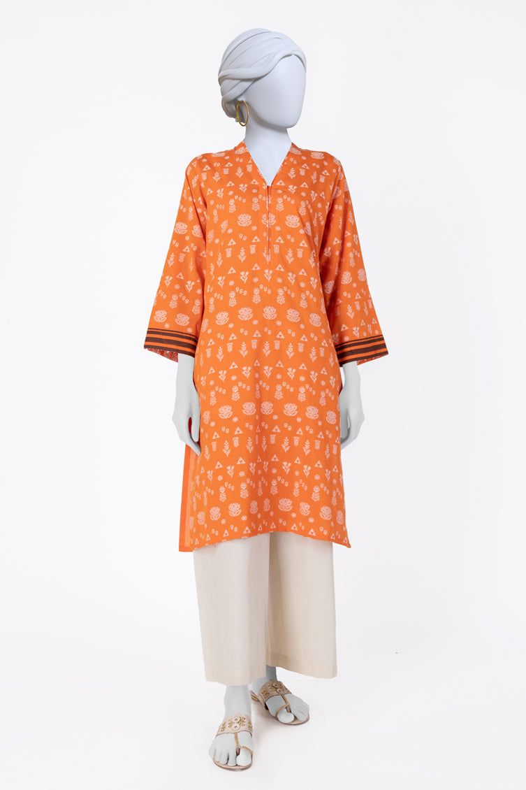 Khaddi Orange Kurti - J. Junaid Jamshed