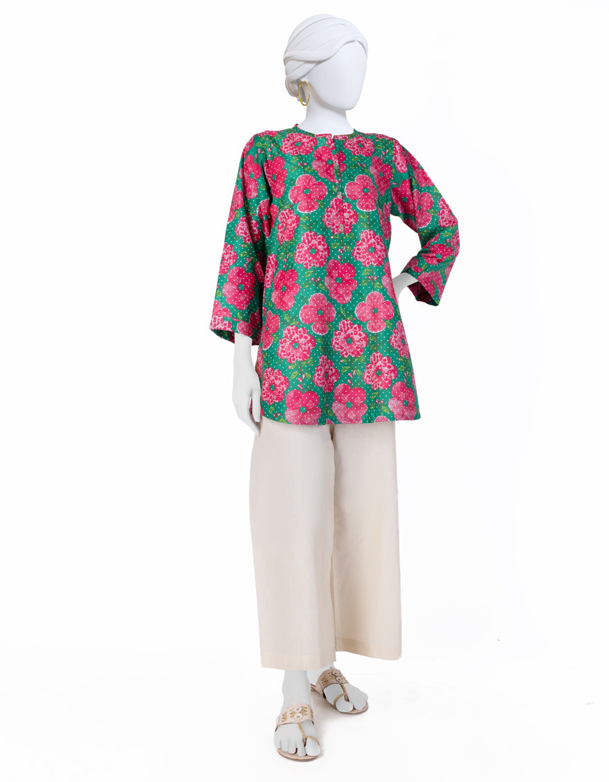 Cambric Green Kurti - J. Junaid Jamshed