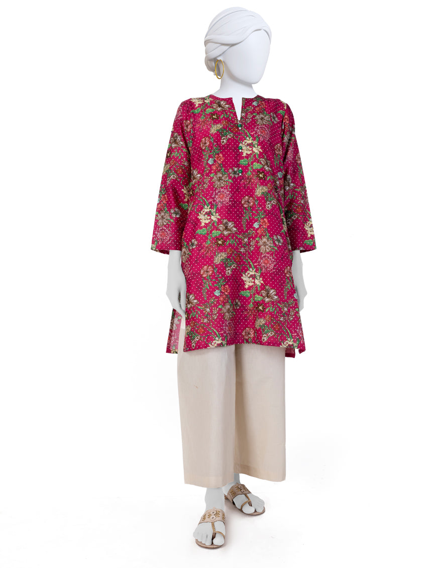 Cambric Pink Kurti - J. Junaid Jamshed