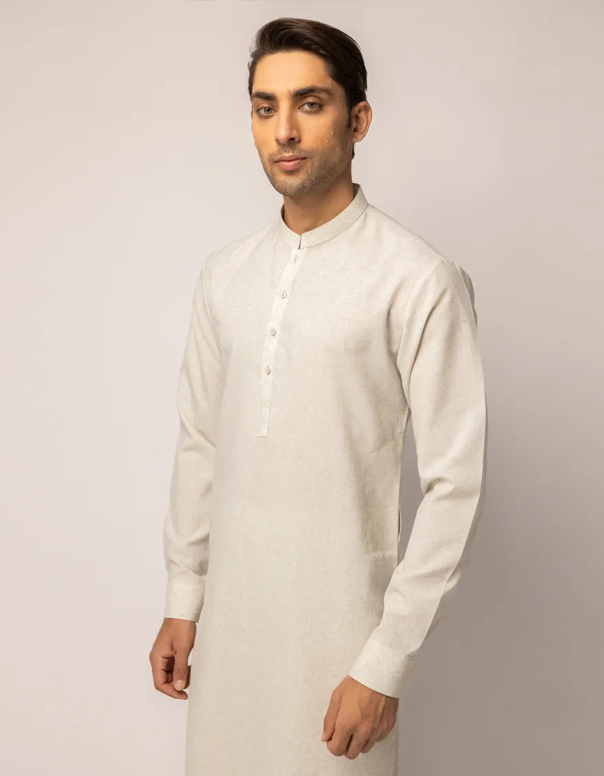 Polyester Smoke Grey Unstitched Suit - J. Junaid Jamshed