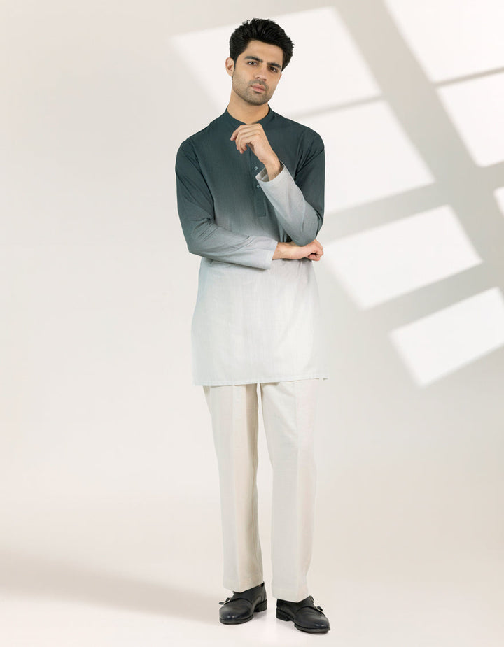 Cotton Green Short Kurta - J. Junaid Jamshed
