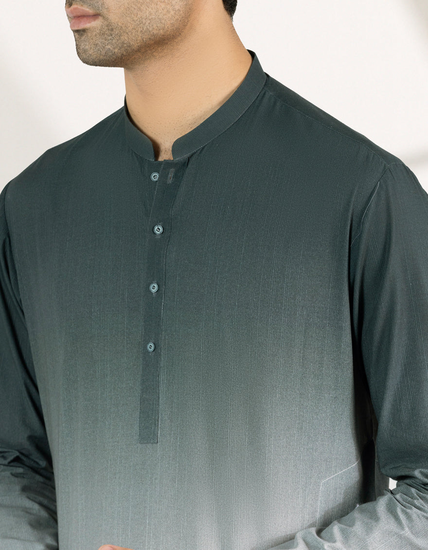 Cotton Green Short Kurta - J. Junaid Jamshed