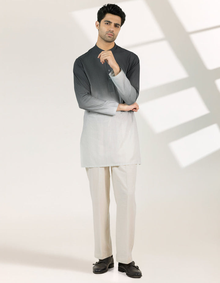 Cotton Black Short Kurta - J. Junaid Jamshed