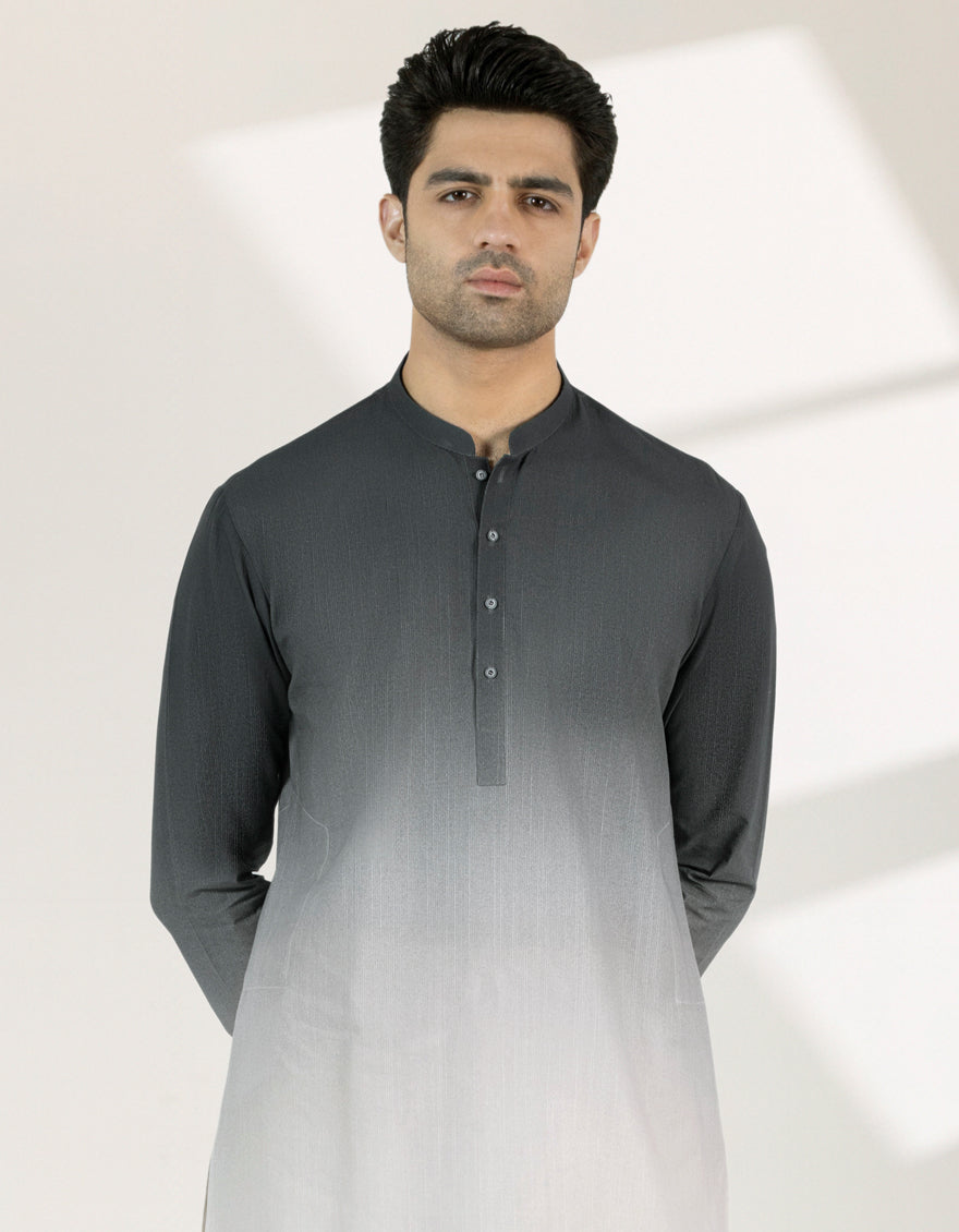 Cotton Black Short Kurta - J. Junaid Jamshed