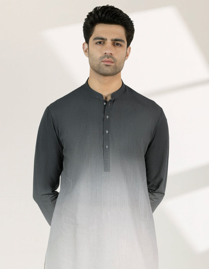 Cotton Black Short Kurta - J. Junaid Jamshed