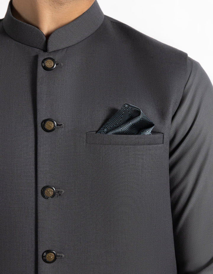 Suiting Grey Waist Coat - J. Junaid Jamshed