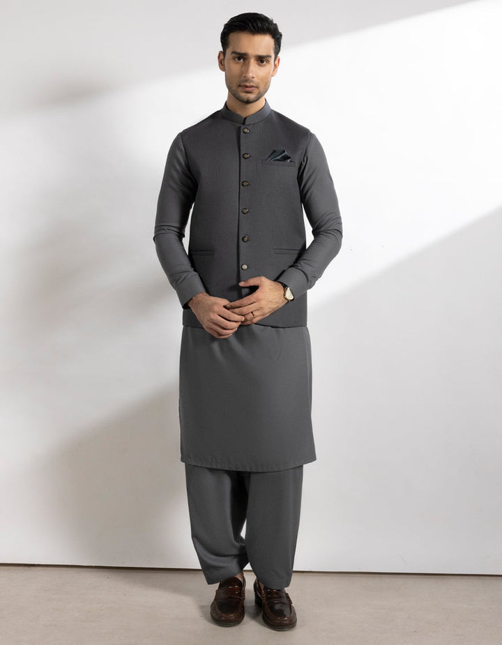 Suiting Grey Waist Coat - J. Junaid Jamshed