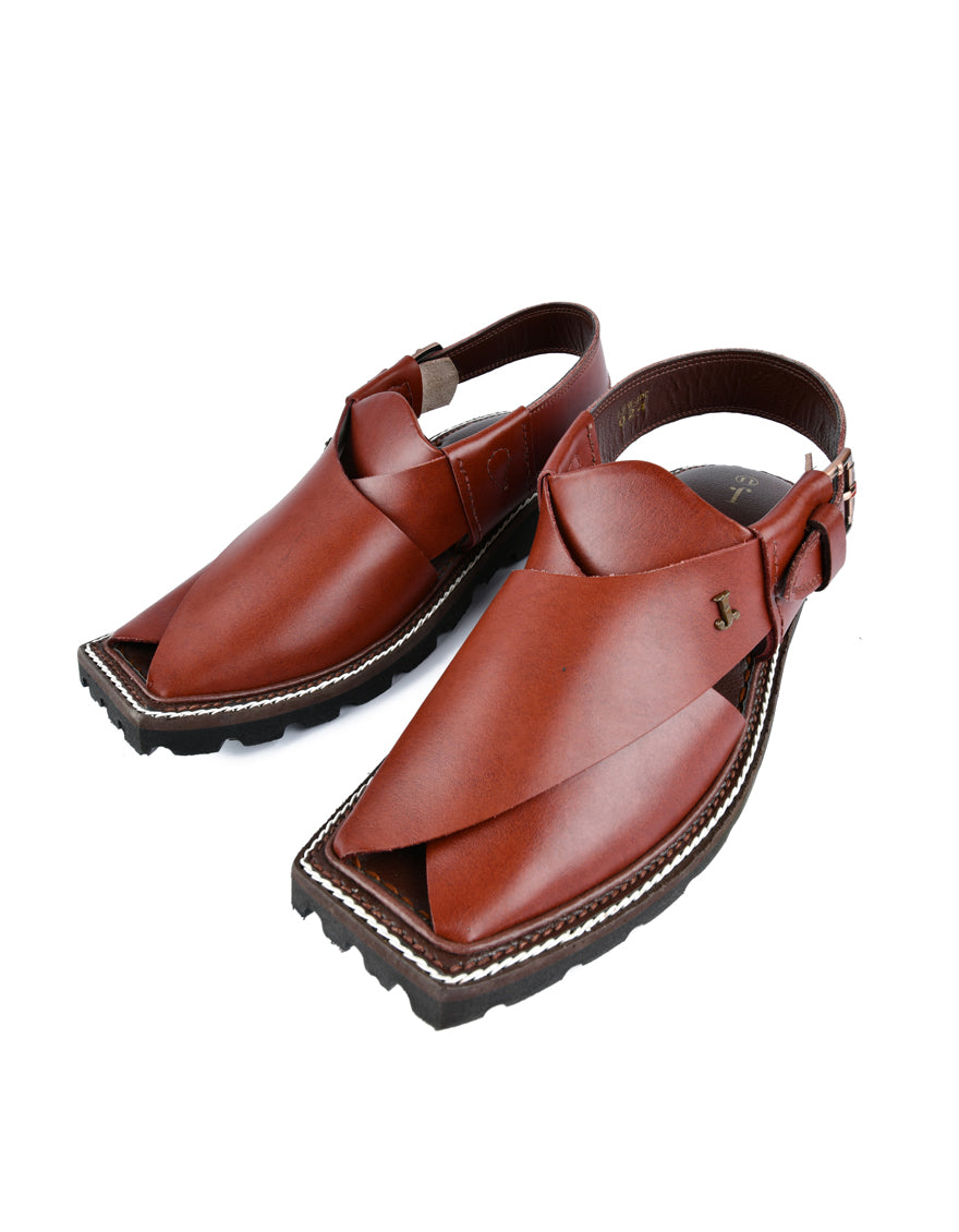 Plain Maroon Peshawari Chappal - J. Junaid Jamshed