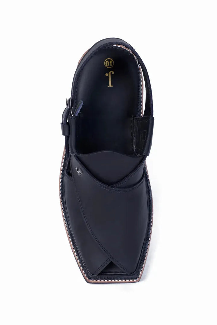 High Chrome Black Peshawari Chappal - J. Junaid Jamshed