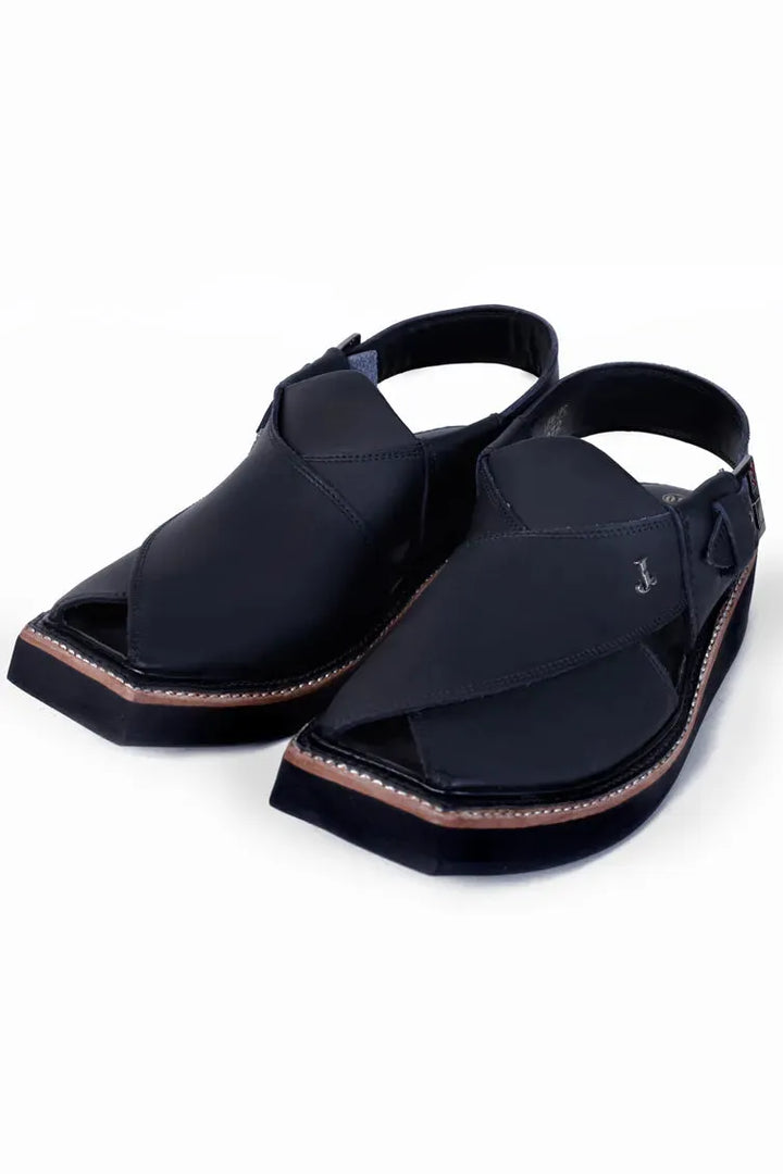 High Chrome Black Peshawari Chappal - J. Junaid Jamshed