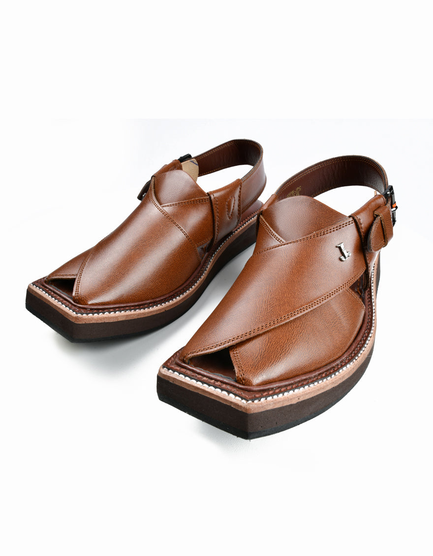 High Chrome Brown Peshawari Chappal - J. Junaid Jamshed