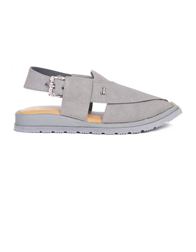 Plain Grey Peshawari Chappal - J. Junaid Jamshed