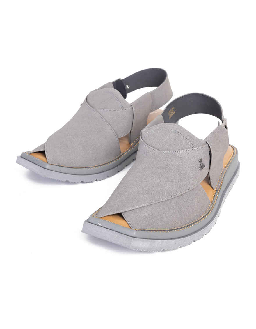 Plain Grey Peshawari Chappal - J. Junaid Jamshed