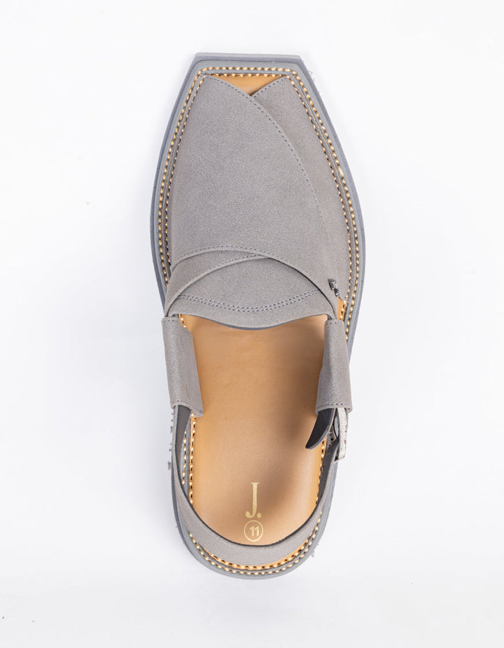 Plain Grey Peshawari Chappal - J. Junaid Jamshed