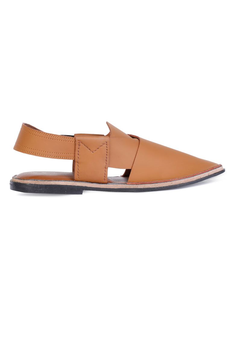 Plain Camel Brown Peshawari Chappal - J. Junaid Jamshed
