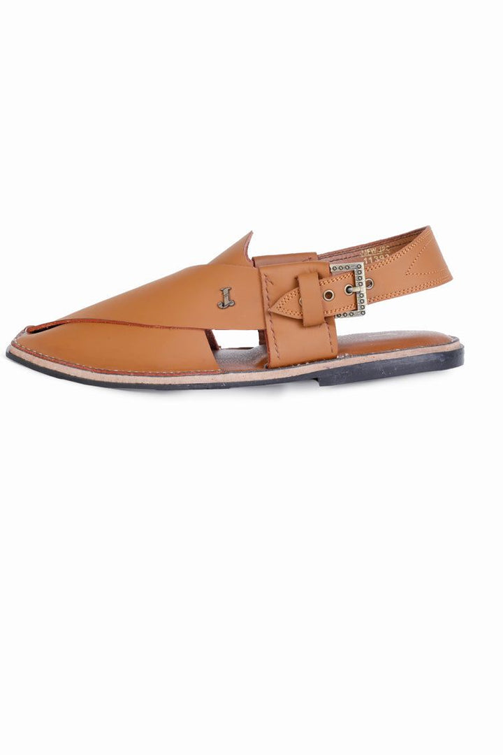 Plain Camel Brown Peshawari Chappal - J. Junaid Jamshed
